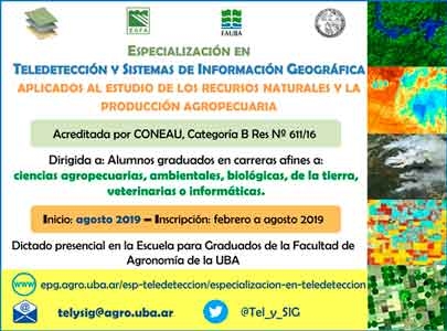 Especialización en Teledetección y Sistemas de Información Geográfica aplicados al estudio de los recursos naturales y la producción agropecuaria